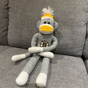 Gray and White Sock Monkey Plush